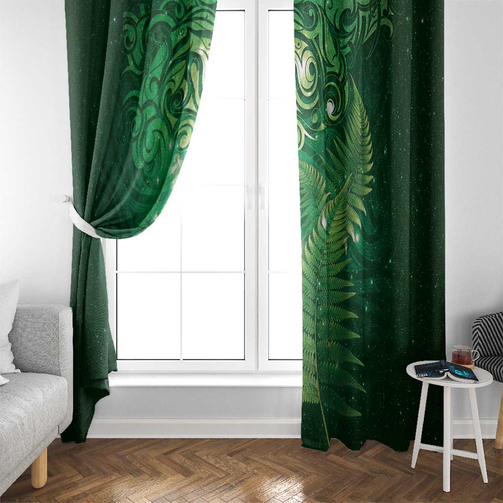 Matariki New Zealand Maori Silver Fern Window Curtain Galaxy Green Sky Style