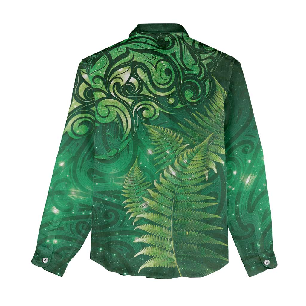 Matariki New Zealand Maori Silver Fern Women Casual Shirt Galaxy Green Sky Style