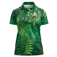 Matariki New Zealand Maori Silver Fern Women Polo Shirt Galaxy Green Sky Style