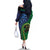 New Zealand Matariki Fern Frond Koru Family Matching Off The Shoulder Long Sleeve Dress and Hawaiian Shirt with Galaxy Blue Sky and Green Paua Shell Art
