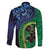 New Zealand Matariki Fern Frond Koru Family Matching Off Shoulder Maxi Dress and Hawaiian Shirt with Galaxy Blue Sky and Green Paua Shell Art