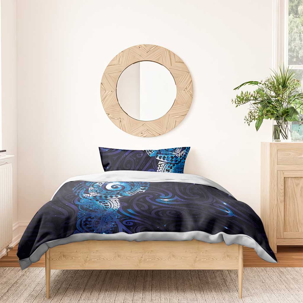 Matariki New Zealand Maori Koru Art Tattoo Bedding Set New Year Galaxy Blue Sky Style