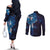 Matariki New Zealand Maori Koru Art Tattoo Couples Matching Off The Shoulder Long Sleeve Dress and Long Sleeve Button Shirt New Year Galaxy Blue Sky Style