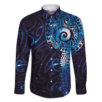 Matariki New Zealand Maori Koru Art Tattoo Family Matching Long Sleeve Bodycon Dress and Hawaiian Shirt New Year Galaxy Blue Sky Style