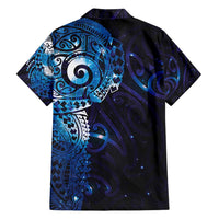 Matariki New Zealand Maori Koru Art Tattoo Family Matching Off Shoulder Short Dress and Hawaiian Shirt New Year Galaxy Blue Sky Style