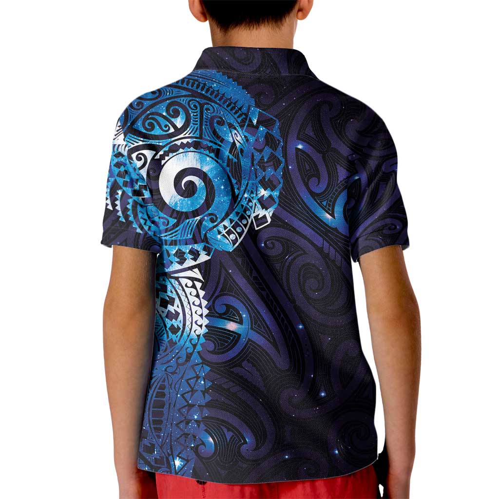 Matariki New Zealand Maori Koru Art Tattoo Kid Polo Shirt New Year Galaxy Blue Sky Style