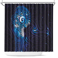Matariki New Zealand Maori Koru Art Tattoo Shower Curtain New Year Galaxy Blue Sky Style