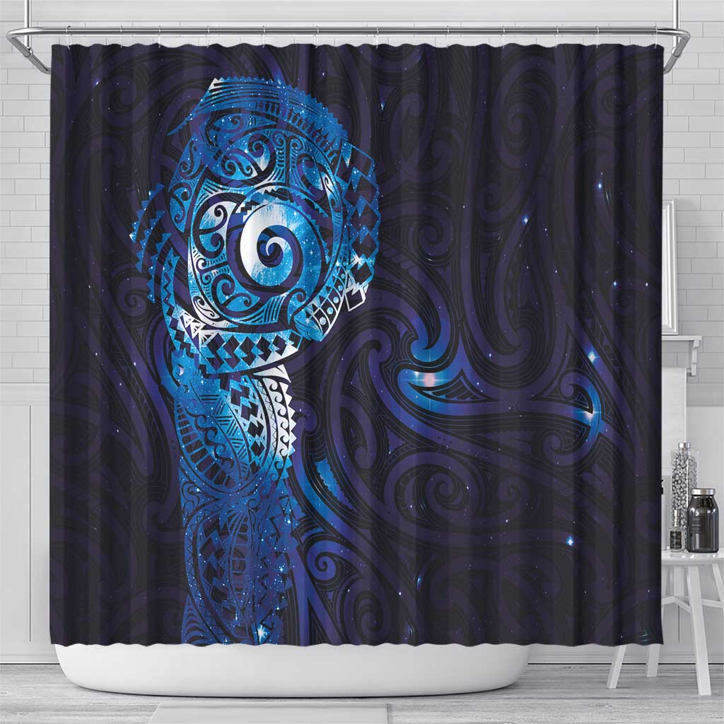 Matariki New Zealand Maori Koru Art Tattoo Shower Curtain New Year Galaxy Blue Sky Style