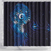 Matariki New Zealand Maori Koru Art Tattoo Shower Curtain New Year Galaxy Blue Sky Style
