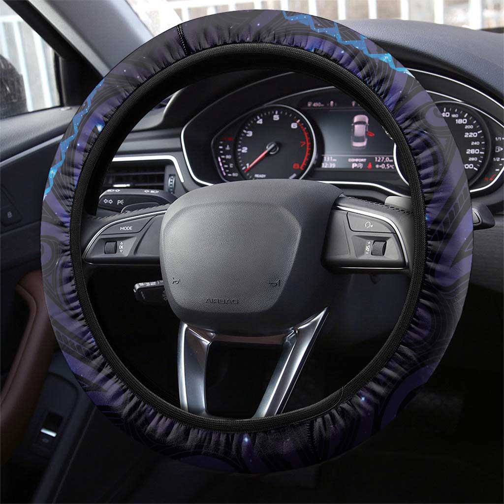 Matariki New Zealand Maori Koru Art Tattoo Steering Wheel Cover New Year Galaxy Blue Sky Style