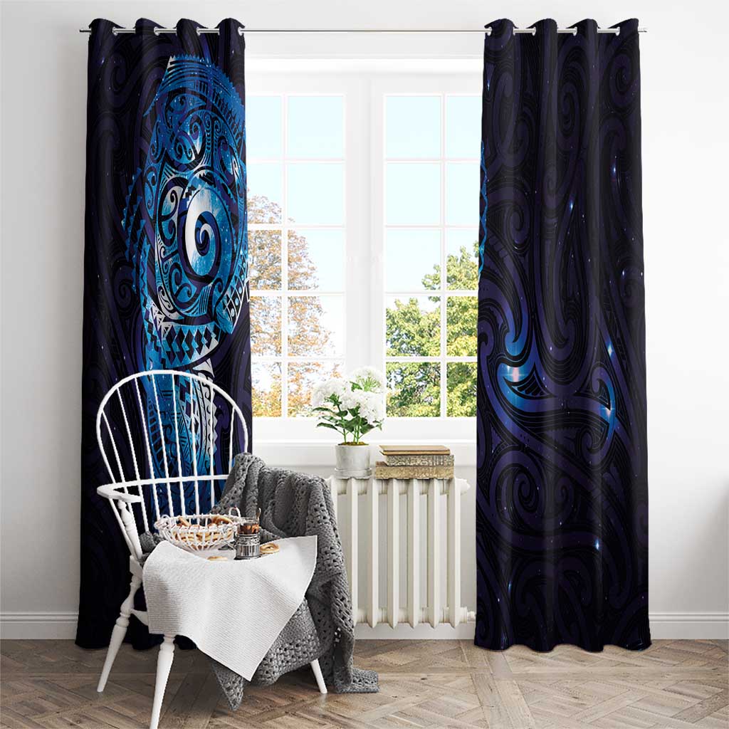 Matariki New Zealand Maori Koru Art Tattoo Window Curtain New Year Galaxy Blue Sky Style