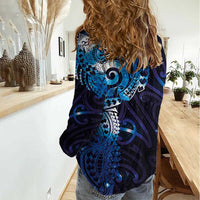 Matariki New Zealand Maori Koru Art Tattoo Women Casual Shirt New Year Galaxy Blue Sky Style
