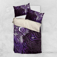 Matariki New Zealand Maori Koru Art Tattoo Bedding Set New Year Galaxy Purple Sky Style