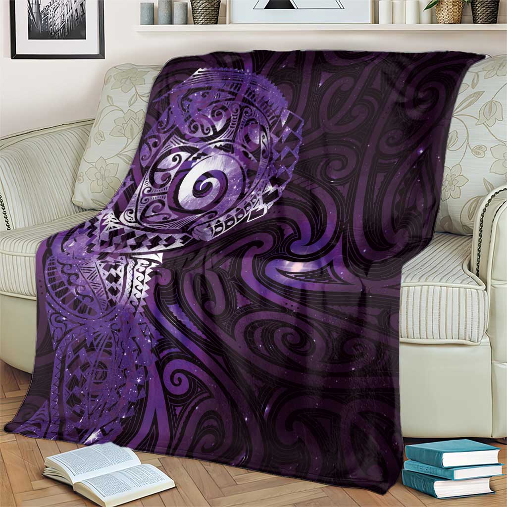 Matariki New Zealand Maori Koru Art Tattoo Blanket New Year Galaxy Purple Sky Style