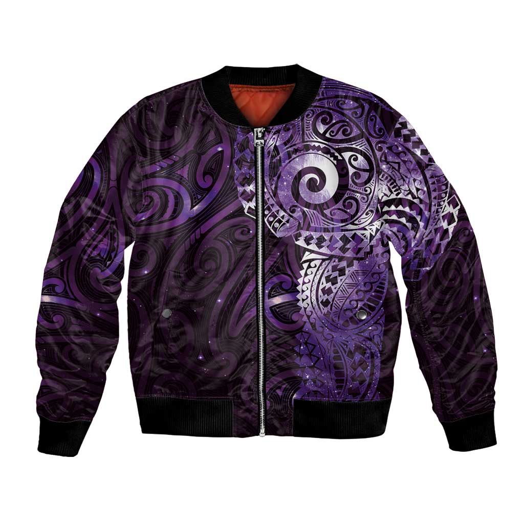 Matariki New Zealand Maori Koru Art Tattoo Bomber Jacket New Year Galaxy Purple Sky Style