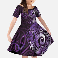 Matariki New Zealand Maori Koru Art Tattoo Family Matching Long Sleeve Bodycon Dress and Hawaiian Shirt New Year Galaxy Purple Sky Style