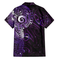 Matariki New Zealand Maori Koru Art Tattoo Family Matching Off The Shoulder Long Sleeve Dress and Hawaiian Shirt New Year Galaxy Purple Sky Style