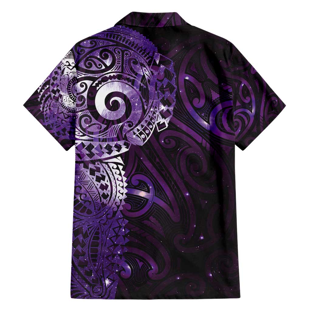 Matariki New Zealand Maori Koru Art Tattoo Family Matching Short Sleeve Bodycon Dress and Hawaiian Shirt New Year Galaxy Purple Sky Style