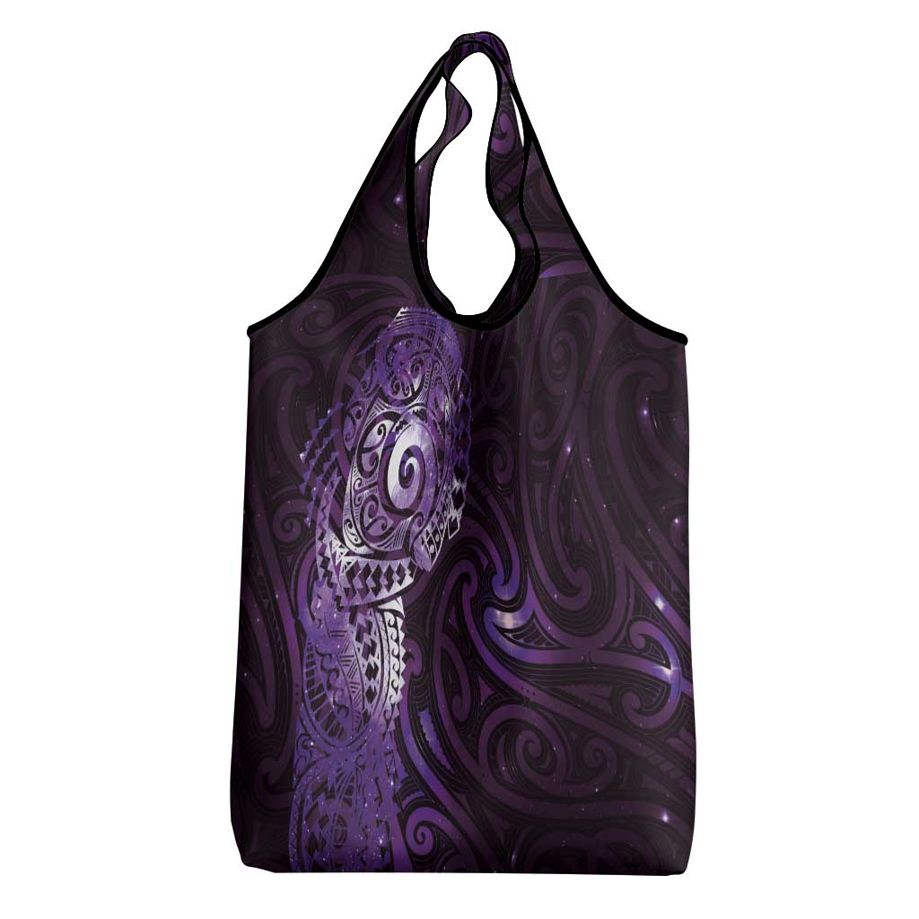 Matariki New Zealand Maori Koru Art Tattoo Grocery Bag New Year Galaxy Purple Sky Style