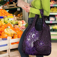 Matariki New Zealand Maori Koru Art Tattoo Grocery Bag New Year Galaxy Purple Sky Style