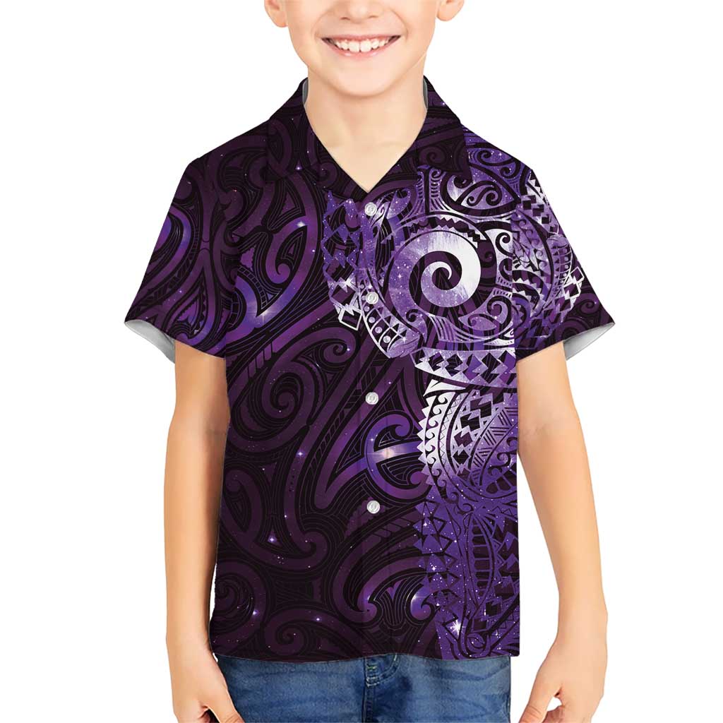Matariki New Zealand Maori Koru Art Tattoo Hawaiian Shirt New Year Galaxy Purple Sky Style