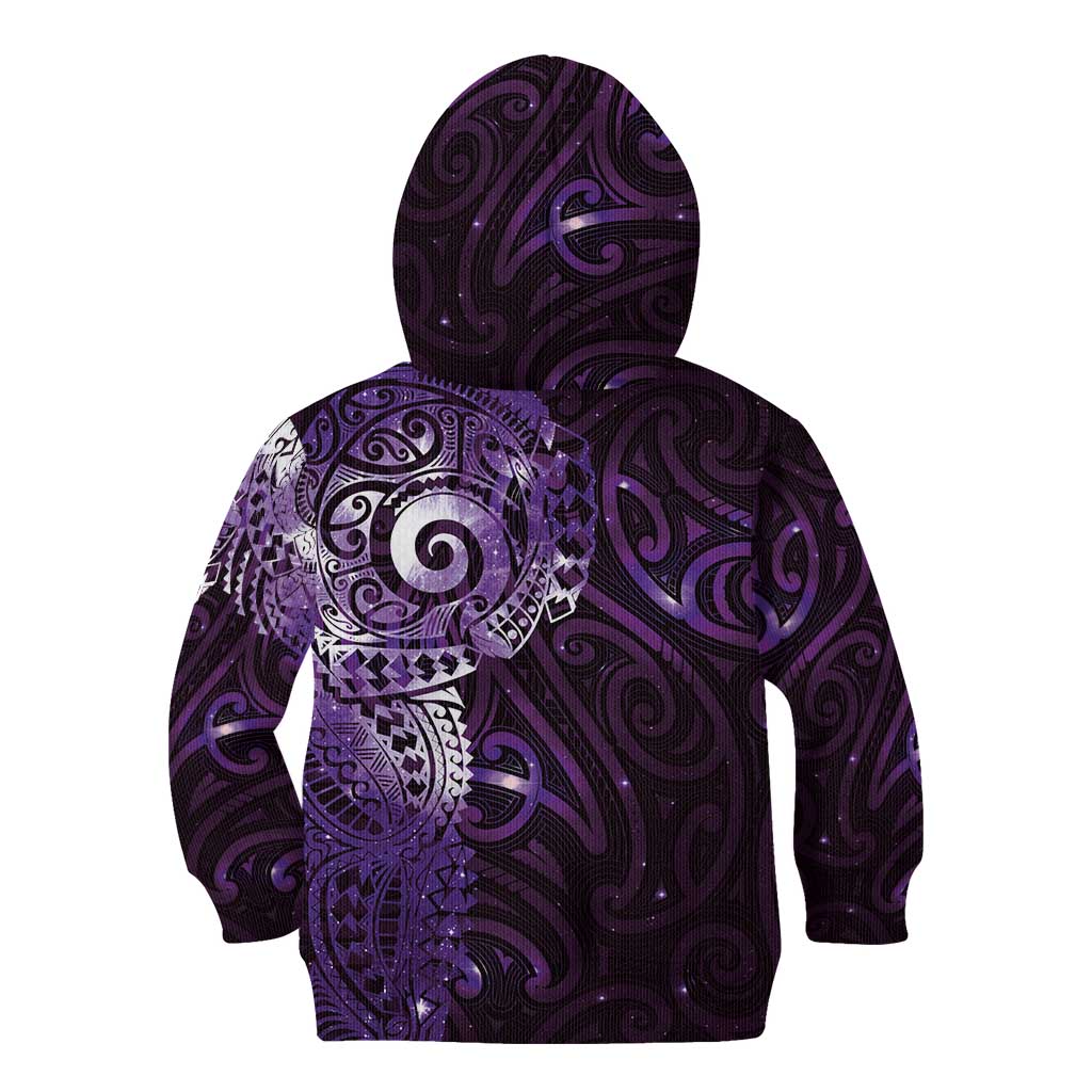 Matariki New Zealand Maori Koru Art Tattoo Kid Hoodie New Year Galaxy Purple Sky Style