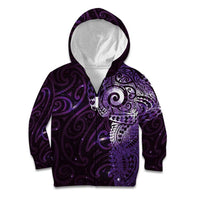 Matariki New Zealand Maori Koru Art Tattoo Kid Hoodie New Year Galaxy Purple Sky Style
