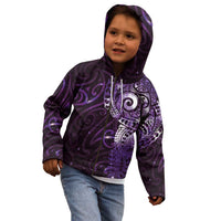 Matariki New Zealand Maori Koru Art Tattoo Kid Hoodie New Year Galaxy Purple Sky Style