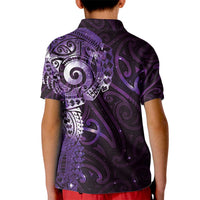 Matariki New Zealand Maori Koru Art Tattoo Kid Polo Shirt New Year Galaxy Purple Sky Style