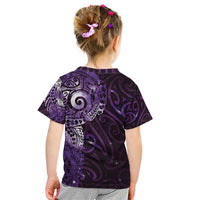 Matariki New Zealand Maori Koru Art Tattoo Kid T Shirt New Year Galaxy Purple Sky Style