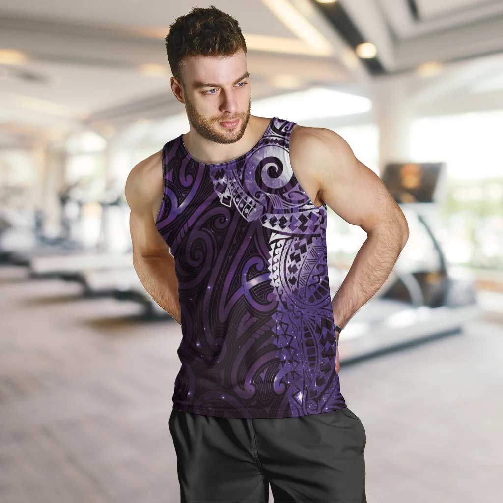 Matariki New Zealand Maori Koru Art Tattoo Men Tank Top New Year Galaxy Purple Sky Style