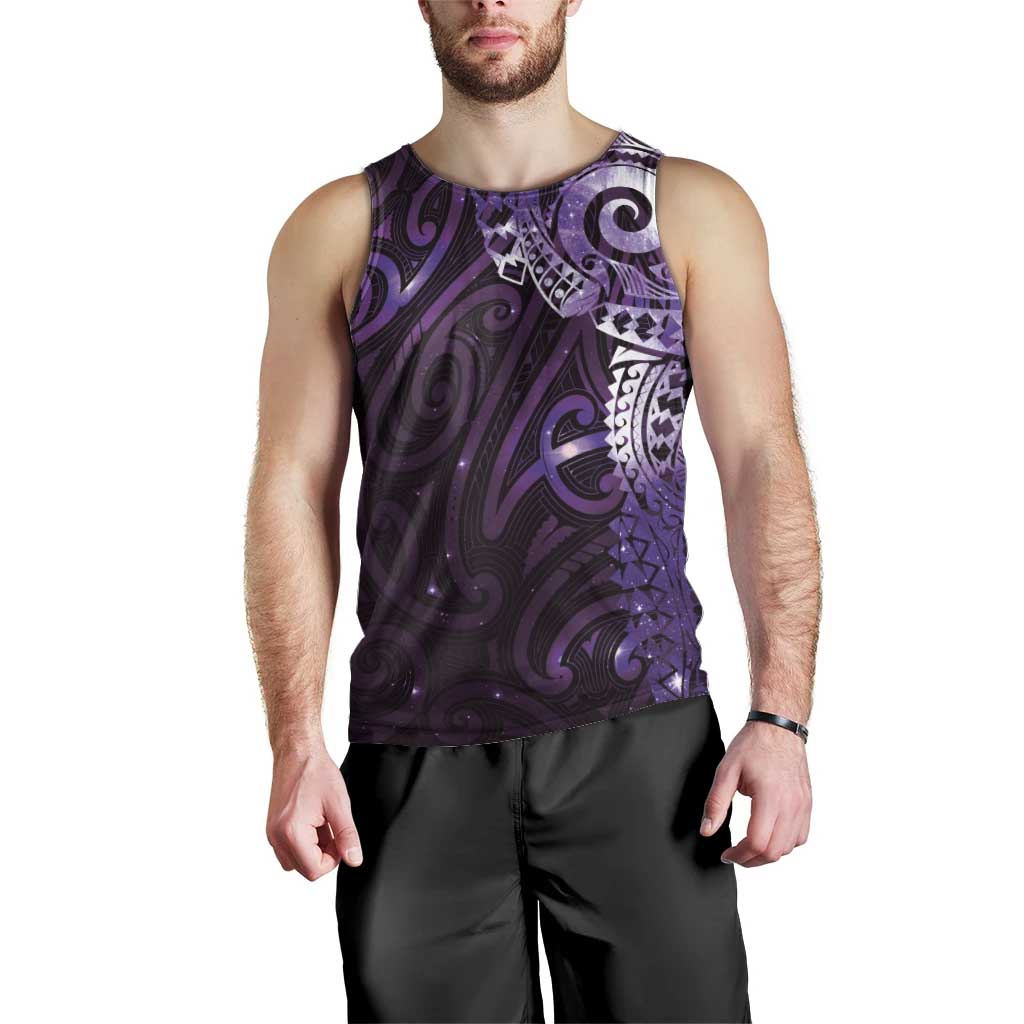 Matariki New Zealand Maori Koru Art Tattoo Men Tank Top New Year Galaxy Purple Sky Style