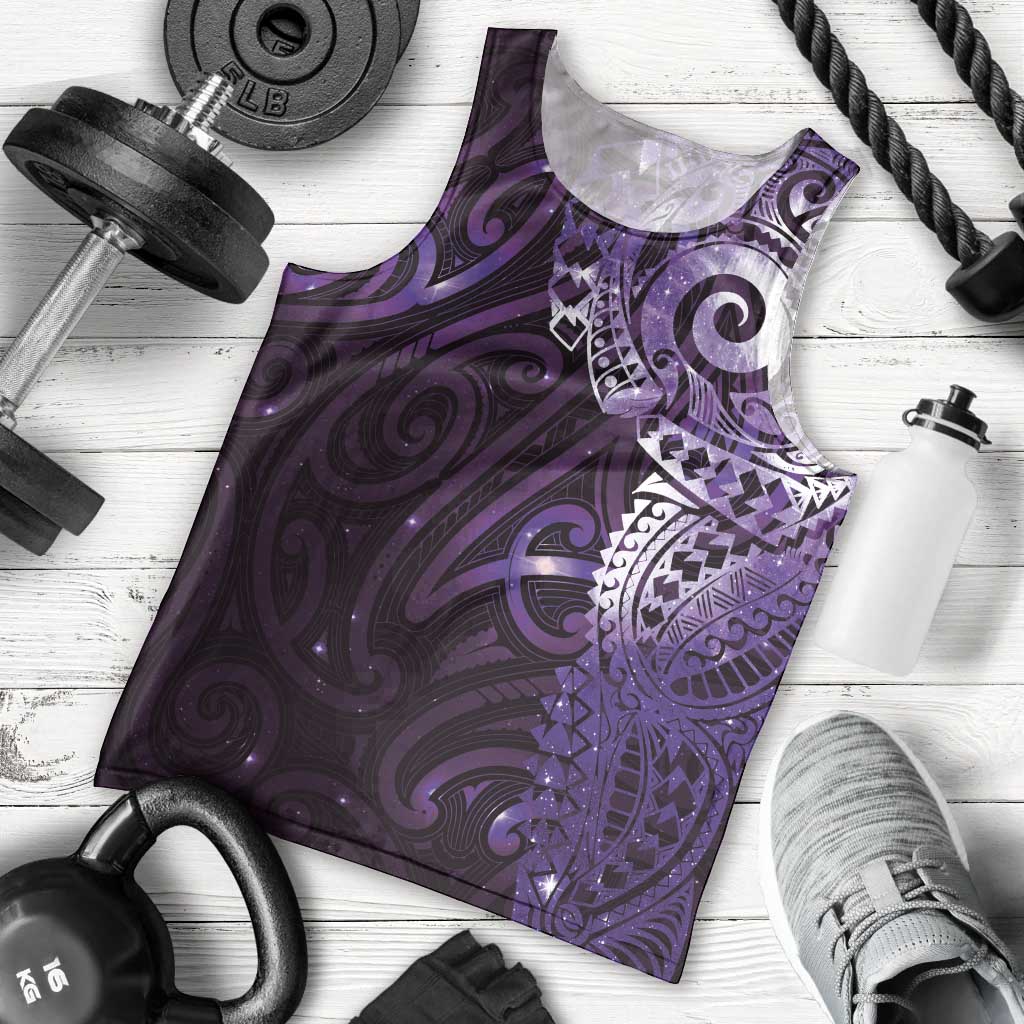 Matariki New Zealand Maori Koru Art Tattoo Men Tank Top New Year Galaxy Purple Sky Style