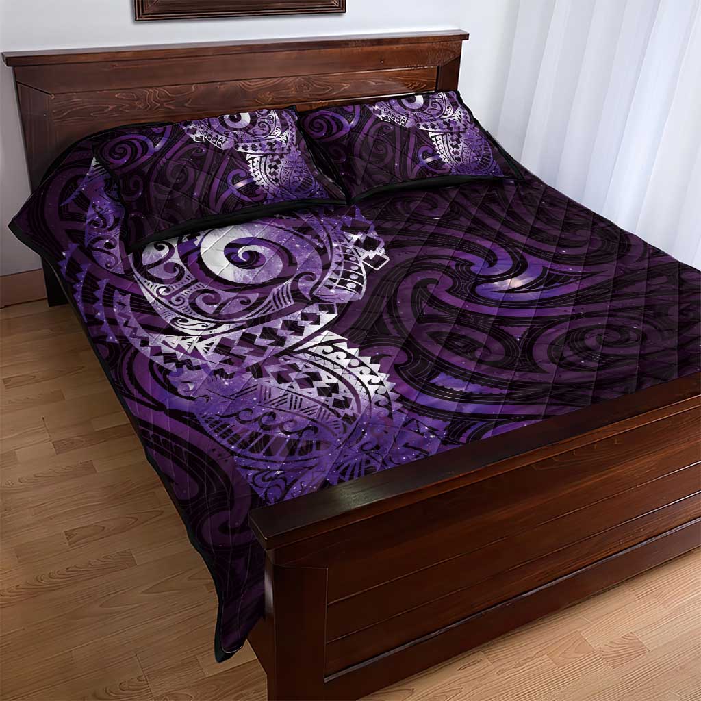 Matariki New Zealand Maori Koru Art Tattoo Quilt Bed Set New Year Galaxy Purple Sky Style