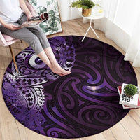 Matariki New Zealand Maori Koru Art Tattoo Round Carpet New Year Galaxy Purple Sky Style