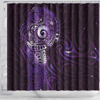 Matariki New Zealand Maori Koru Art Tattoo Shower Curtain New Year Galaxy Purple Sky Style