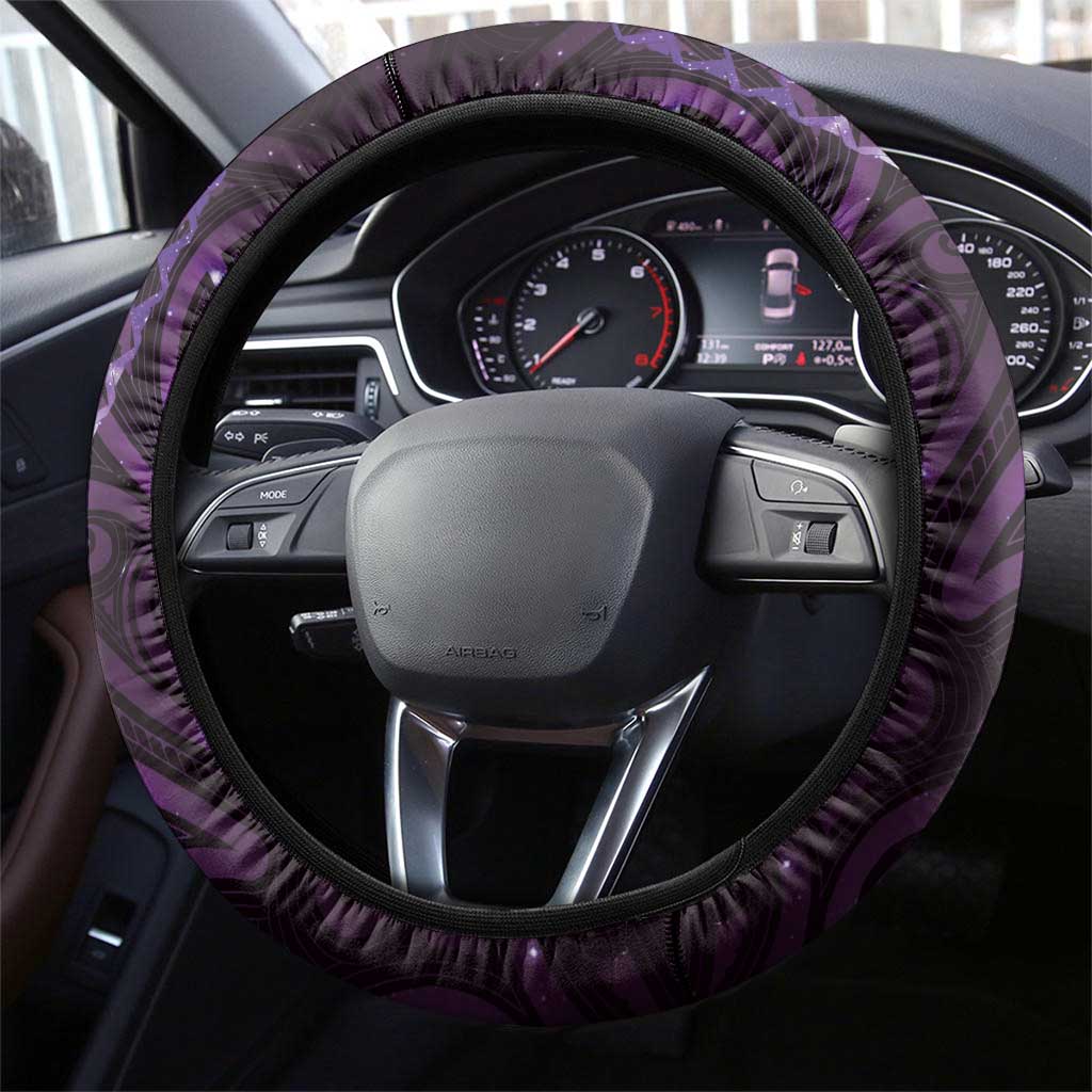 Matariki New Zealand Maori Koru Art Tattoo Steering Wheel Cover New Year Galaxy Purple Sky Style