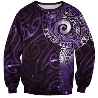 Matariki New Zealand Maori Koru Art Tattoo Sweatshirt New Year Galaxy Purple Sky Style