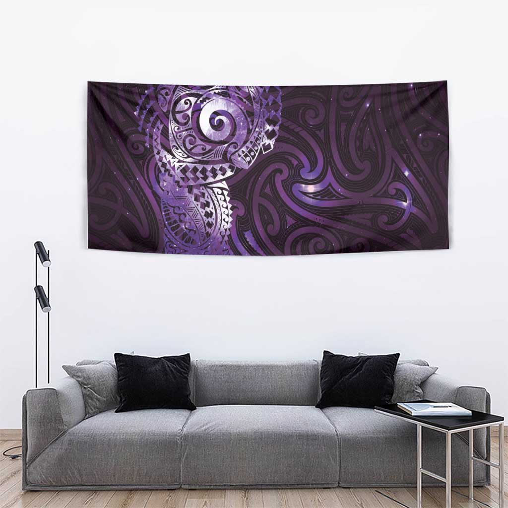 Matariki New Zealand Maori Koru Art Tattoo Tapestry New Year Galaxy Purple Sky Style