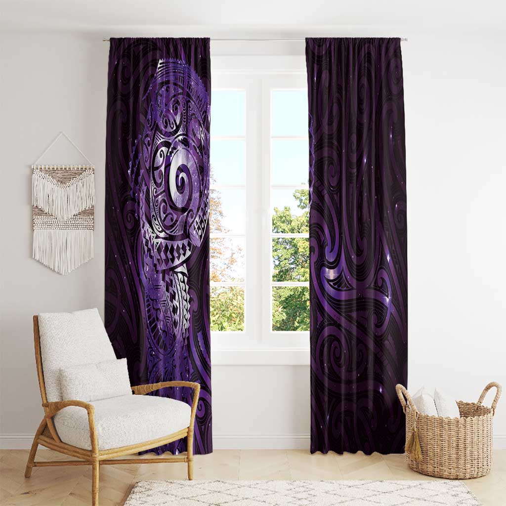 Matariki New Zealand Maori Koru Art Tattoo Window Curtain New Year Galaxy Purple Sky Style