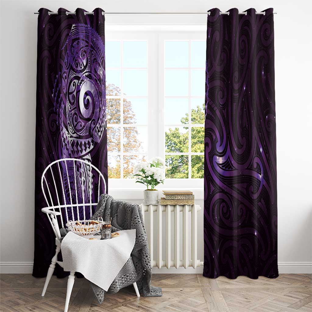 Matariki New Zealand Maori Koru Art Tattoo Window Curtain New Year Galaxy Purple Sky Style