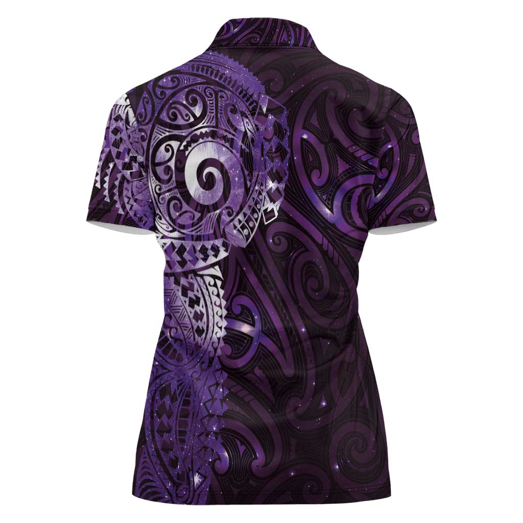 Matariki New Zealand Maori Koru Art Tattoo Women Polo Shirt New Year Galaxy Purple Sky Style