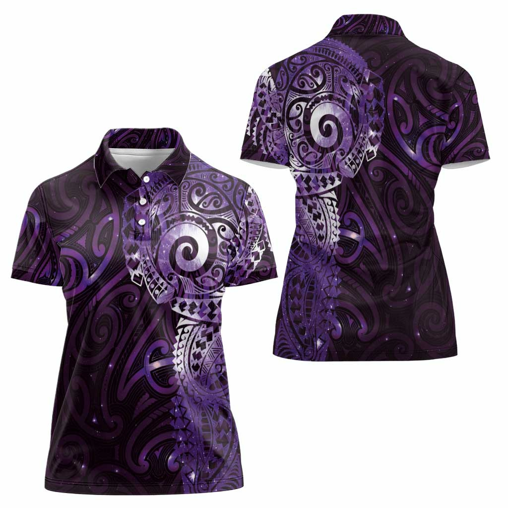 Matariki New Zealand Maori Koru Art Tattoo Women Polo Shirt New Year Galaxy Purple Sky Style