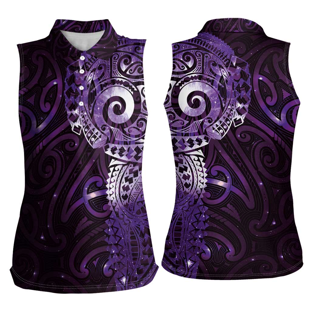 Matariki New Zealand Maori Koru Art Tattoo Women Sleeveless Polo Shirt New Year Galaxy Purple Sky Style