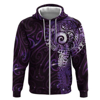 Matariki New Zealand Maori Koru Art Tattoo Zip Hoodie New Year Galaxy Purple Sky Style
