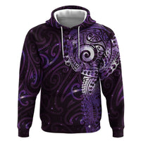 Matariki New Zealand Maori Koru Art Tattoo Zip Hoodie New Year Galaxy Purple Sky Style