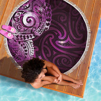 Matariki New Zealand Maori Koru Art Tattoo Beach Blanket New Year Galaxy Pink Sky Style