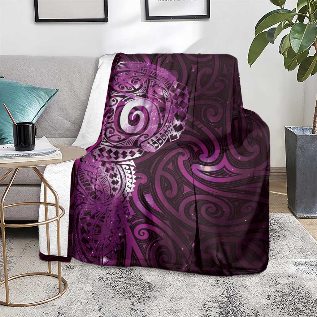 Matariki New Zealand Maori Koru Art Tattoo Blanket New Year Galaxy Pink Sky Style