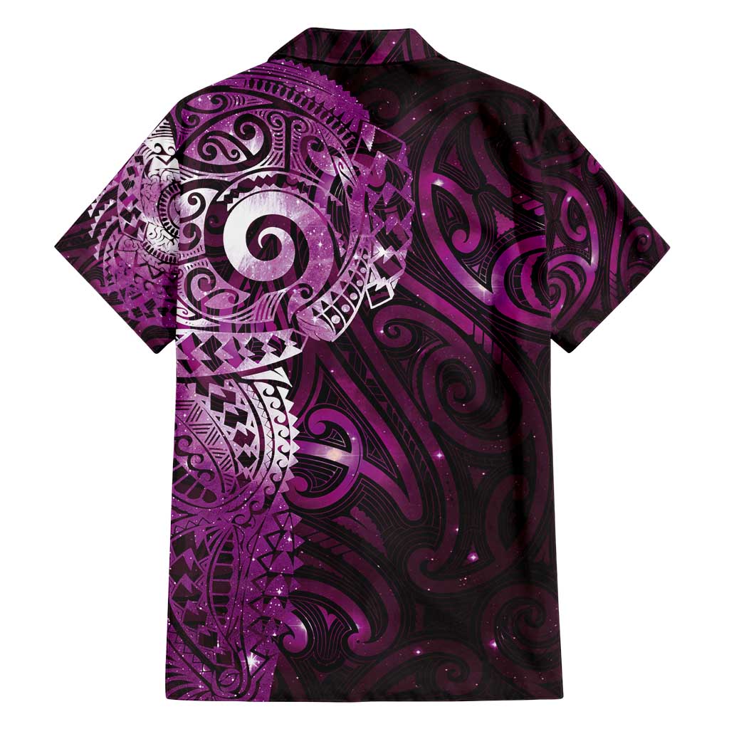 Matariki New Zealand Maori Koru Art Tattoo Family Matching Off Shoulder Maxi Dress and Hawaiian Shirt New Year Galaxy Pink Sky Style