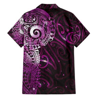 Matariki New Zealand Maori Koru Art Tattoo Family Matching Puletasi and Hawaiian Shirt New Year Galaxy Pink Sky Style